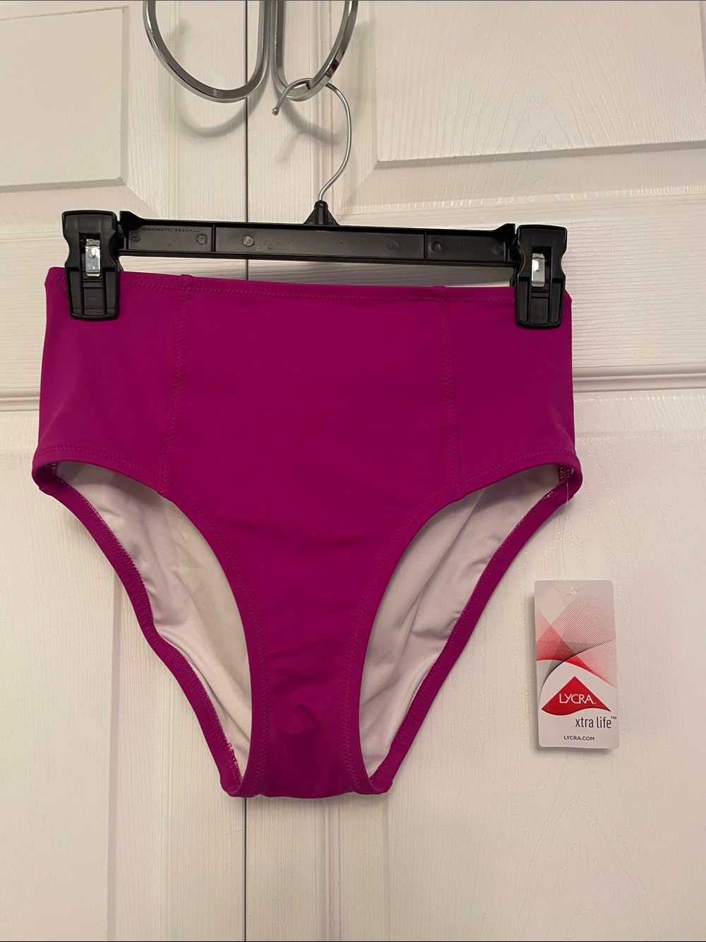 NWT LANDS’ END Pink Fuchsia High Waisted Bikini Bottoms Full Coverage Size 2